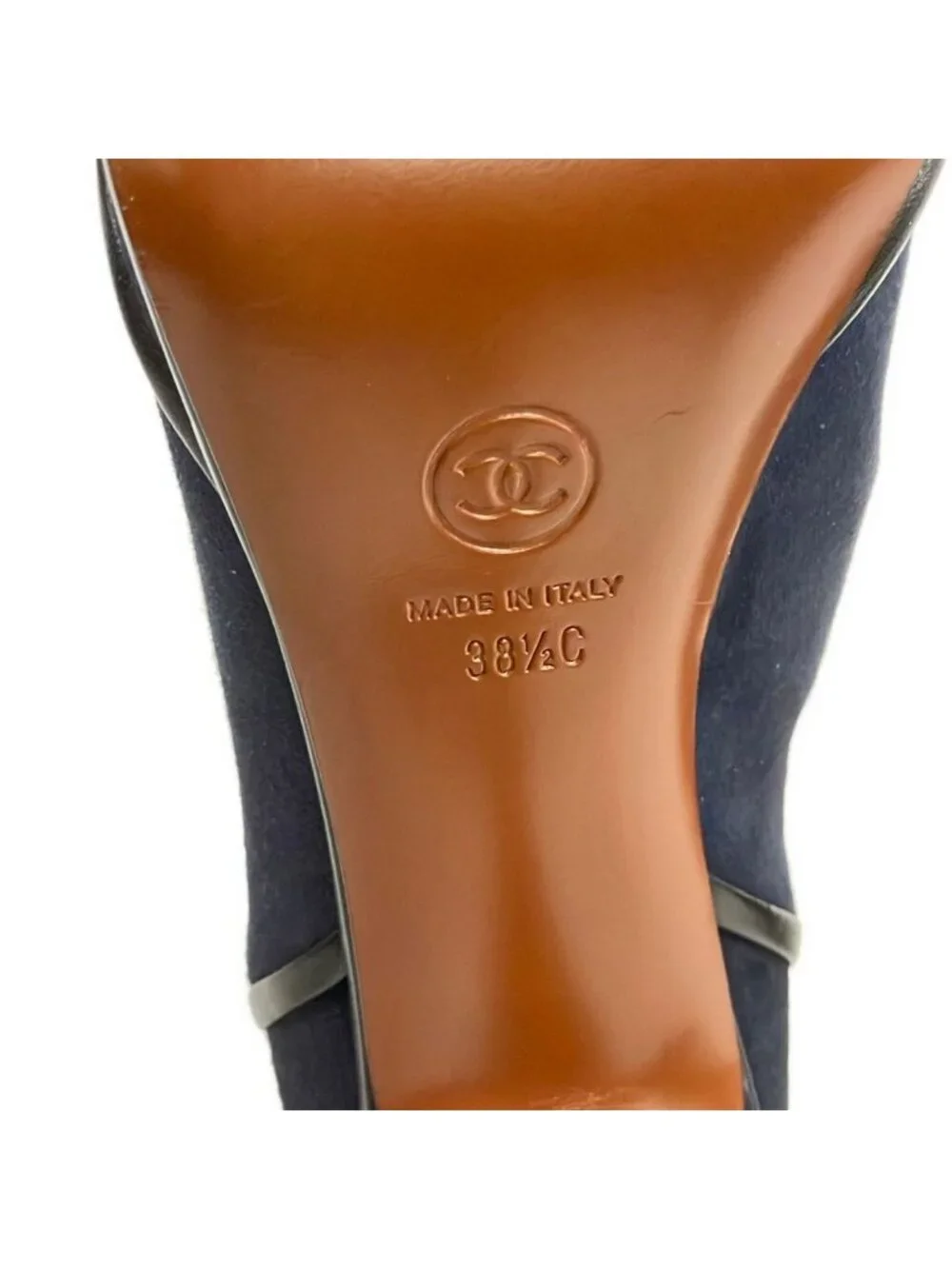 Chanel Booties 38.5 C Dark Navy Leather Boot